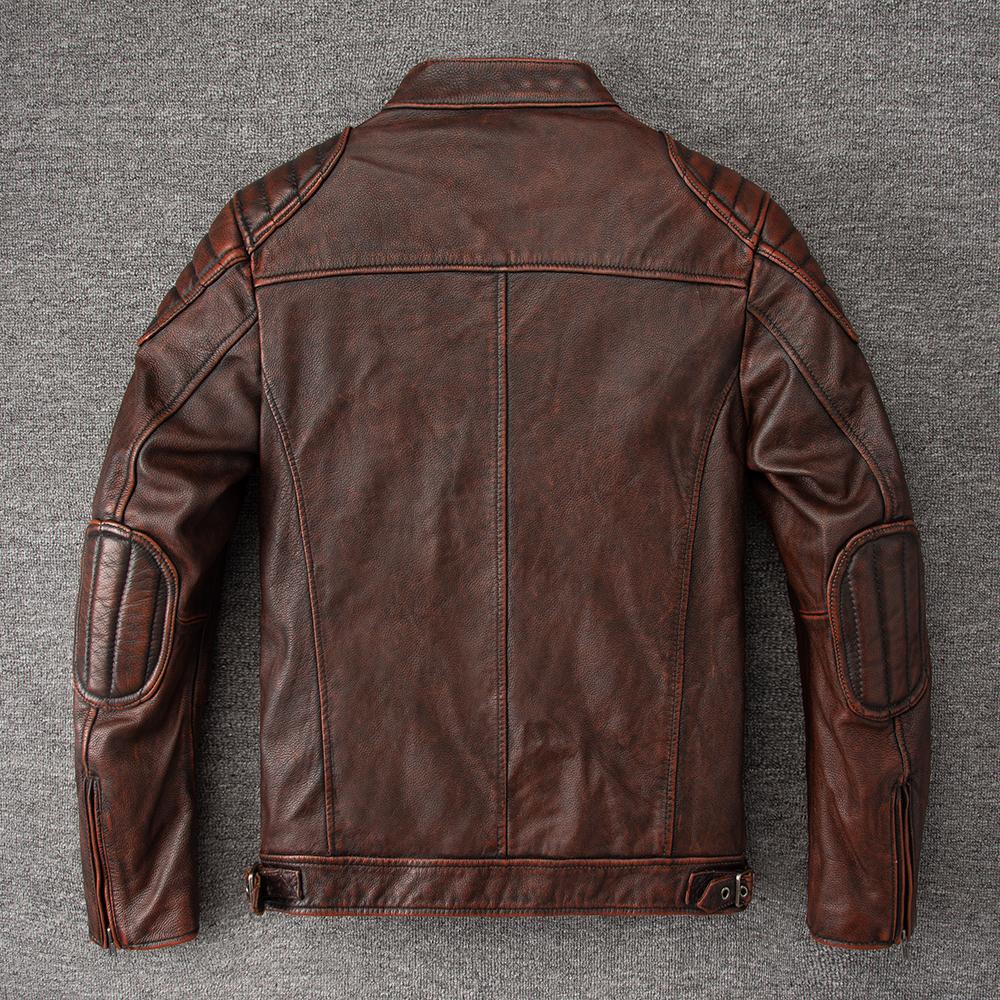 Men Leather Jacket Slim Fit Short Genuine Cow Jackets Men's Cowhide Coat Biker Style Sheepskin Clothes Spring Autumn