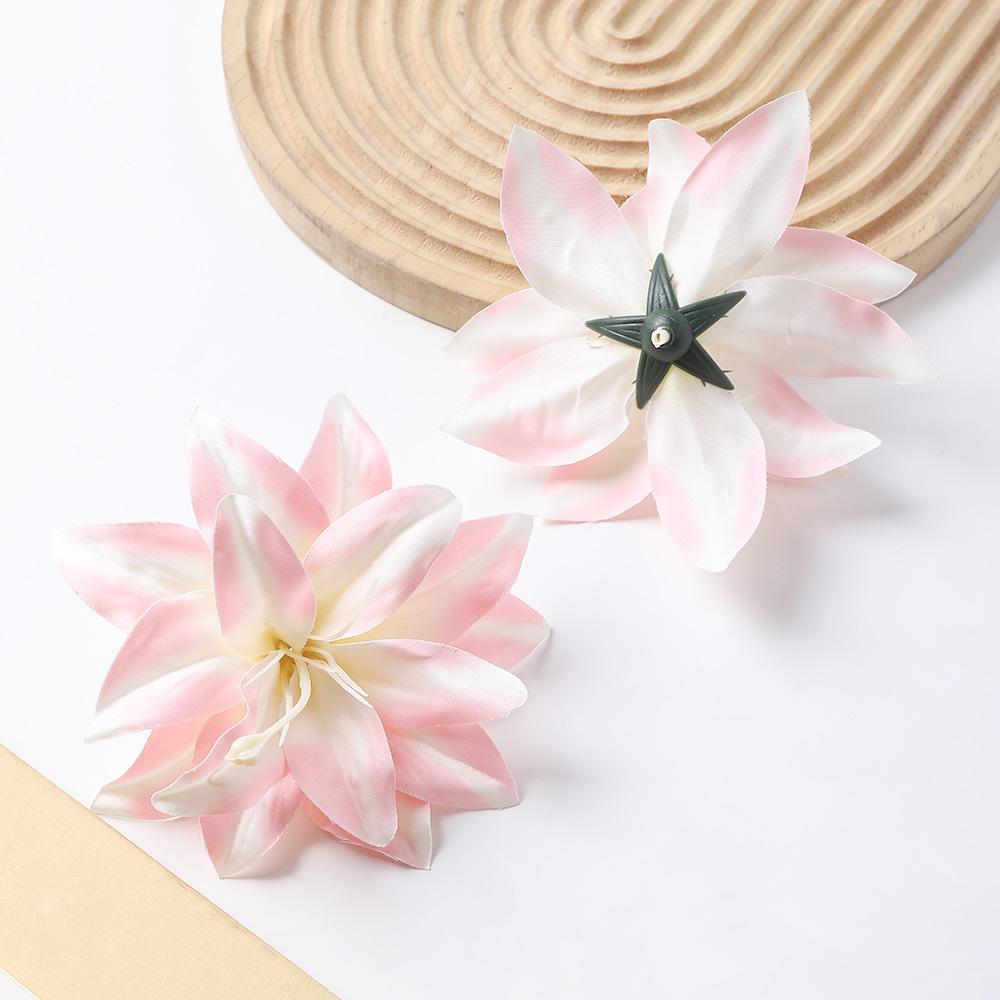 5/10Pcs Lily Artificial Flower Heads Hawaiian Silk Flower for Home Decoration Beach Holiday Wedding Girl Hair Accessories Decor