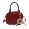 Retro Women's Fall/Winter 2025 Coffee Textured Bowling Crossbody Handbag