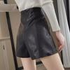2024 Women's High-Waist PU Leather A-Line Wide-Leg Shorts for Autumn & Winter - Versatile Outdoor Wear