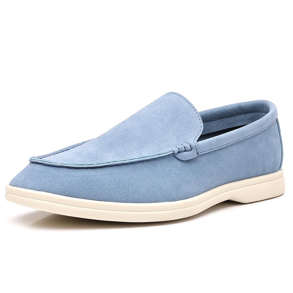 

Suede Leather Men s Loafers Slip-On Dress Shoes Casual Wear Moccasins Outdoor Male Driving Shoes Leisure Business Shoes 48 небесно-голубой