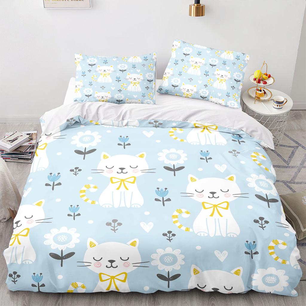 Cartoon Animal Cat Duvet Cover 3D Large Print Double Size Quilt Cover Bedding Set Single Set