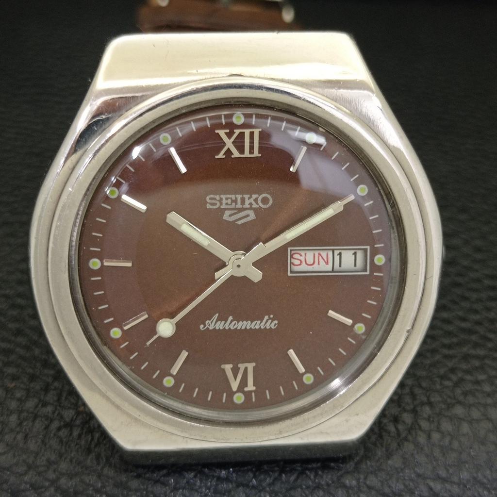 AUTOMATIC VINTAGE SEIKO 5 6309A JAPAN MENS BROWN COLOR DIAL WATCH a500833-5 R154-a500833