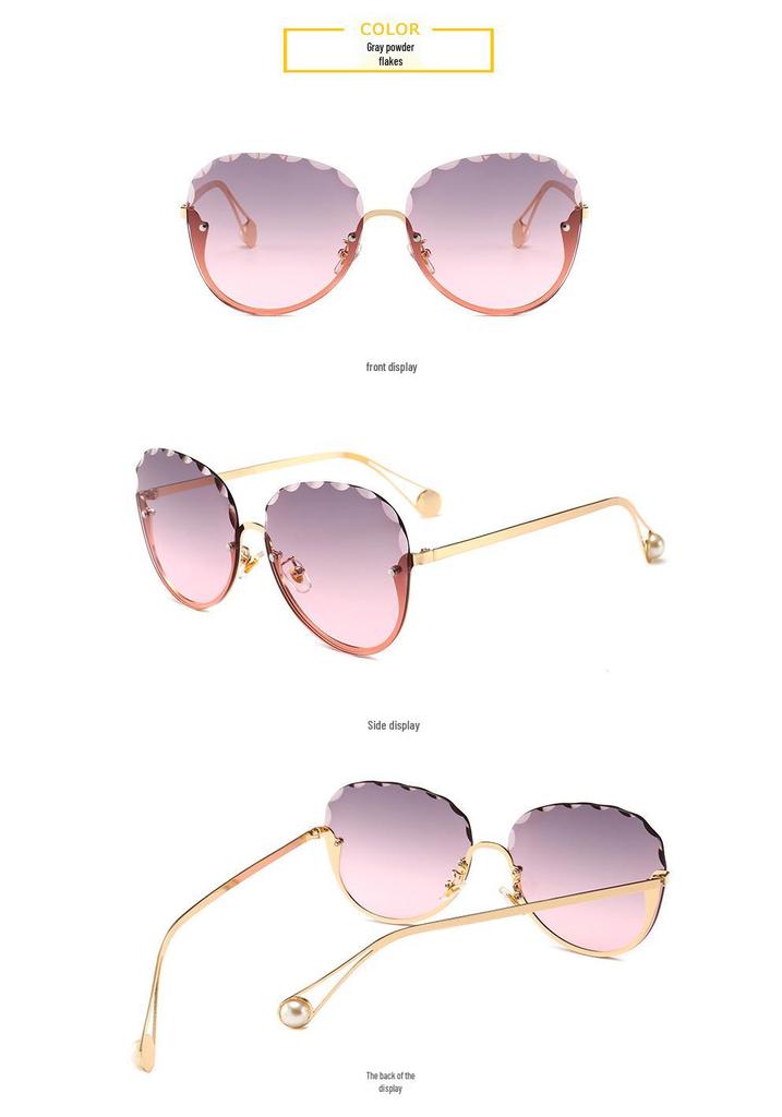 New European-American Trend Rimless Edge-Cut Large Frame Ladies Sunglasses 8913