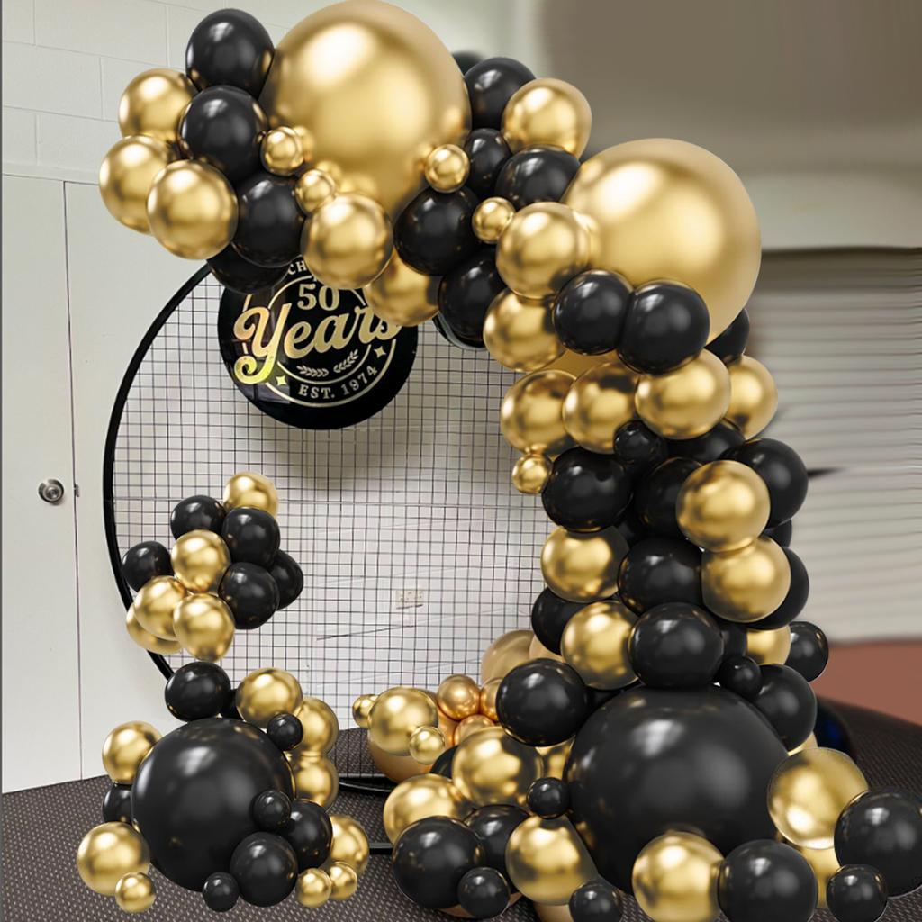 Černo-zlatý balónkový girlandový oblouk sada narozeninová párty dekorace pro děti svatba narozeninová párty potřeby latexový balón baby shower dekorace