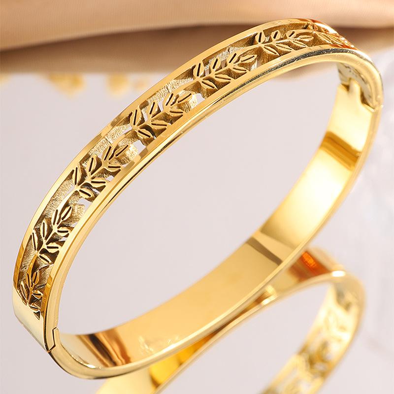 Hollow Pattern Leaves and Wheat Ears Women's New Bracelet Simple Design Jewelry Bracelet