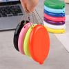 Small Oval Coin Purse Mini Earrings Rings Storage Box With Chain Solid Color Pvc  Portable Bag Pendant