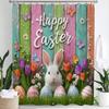 Happy Easter Eggs Cartoon Waterproof Shower Curtain Bathroom Curtain,Hanging Curtain 12 Hooks Decoration Machine Washable