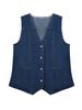 Women's Denim Vest Button Down V Neck Sleeveless Casual Jean Jacket