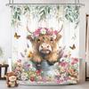 Funny Pig Shower Curtain Farmhouse Rustic Farm Animal In Bathtub Cute Western Country Shower Curtain Bathroom Set Pink Floral