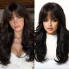 Machine Made Synthetic Full Wig With Bangs Golden Long Curly High Temperature Fiber Wig for Women Daily Party Styling