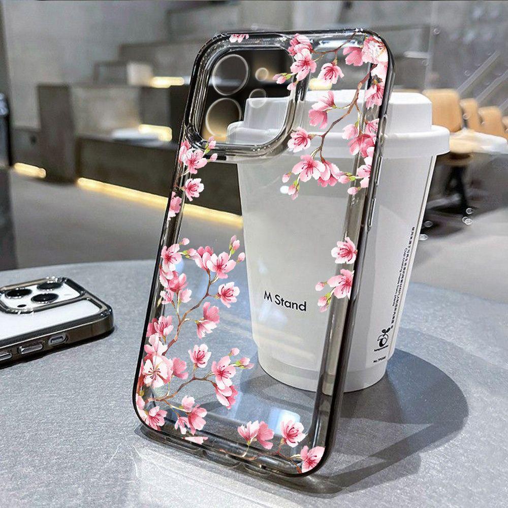 Super beautiful pink cherry blossoms for iPhone17promax Apple 16 mobile phone case 14/13 fine hole 15 all-inclusive xs