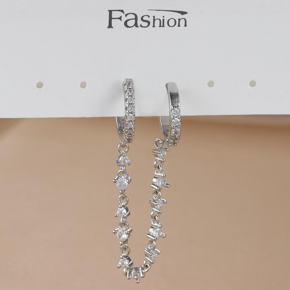 Fashion Stainless Steel Cubic Zircon Heart Dangle Earrings for Women Geometric Circle U-shaped Earrings Ear Piercing Jewelry