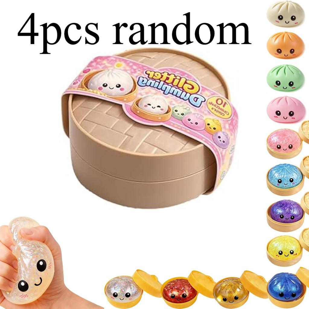 Glitter Dumpling Squishy Toy, Soft Squeeze Dough Fidget For Anxiety & Stress Relief