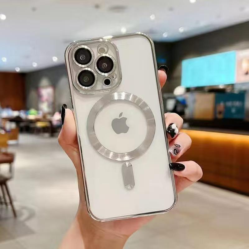 Elektroplaterowane etui magnetyczne IP16pro Etui ochronne z wbudowaną folią na obiektyw Miękkie etui TPU na etui na telefony Apple 15/14