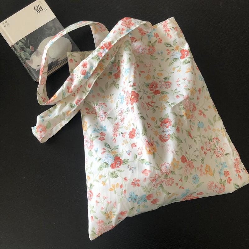 2021 New Poplin Cotton Thin Shoulder Bag Handbag Azalea Flower Floral