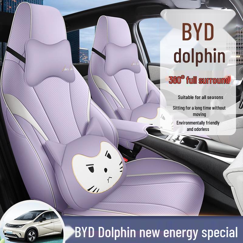 BYD Dolphin Universal Cartoon Seat Cover, Full-Coverage Cushion for All Seasons