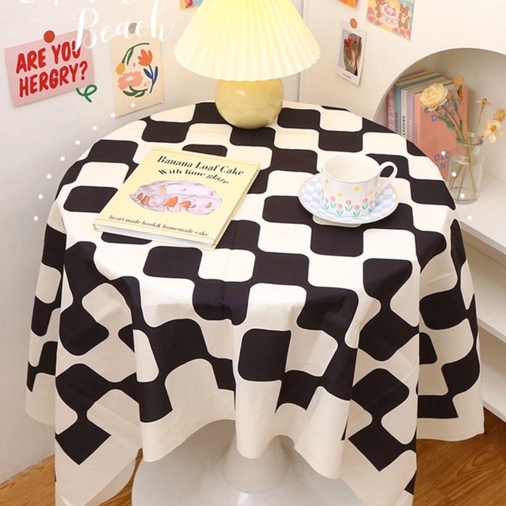 Cotton Checkerboard Tablecloth Korean Style Table Cover Set Prop Plaid Tablecloth  Coffee Table