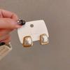 Temperament Gold Color Edging Geometric Imitation Pearl Stud Earrings for Women Retro Piercing Jewelry Accessories