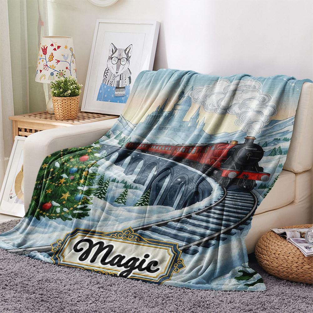 1 Peça Manta de Flanela com Estampa de Desenho Animado, Alta Qualidade Confortável para Todas as Estações, Decoração de Casa, Calor e Conforto, Perfeita para Presente de Natal Aniversário