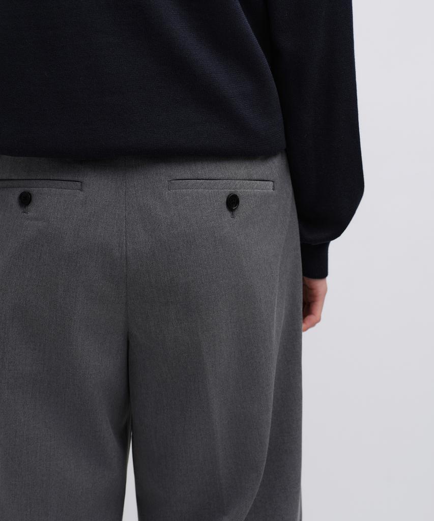 MUSINSA STANDARD Real Wide Hidden Banding Slacks [Melange Gray]