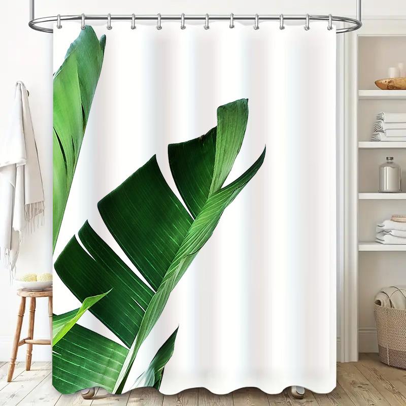 

Tropical Banana Leaf Pattern Waterproof and Anti-Mold Shower Curtain Bathroom Window Curtain Creative Home Decoration 90X180cm(35x70in)