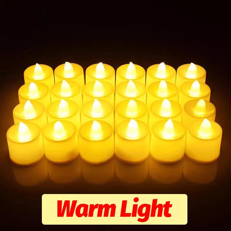 1/48PCS Flameless Led Candle Christmas Wedding Party Decoration Table Lamp Heart-shape Electronic Battery-Power Tealight Candles