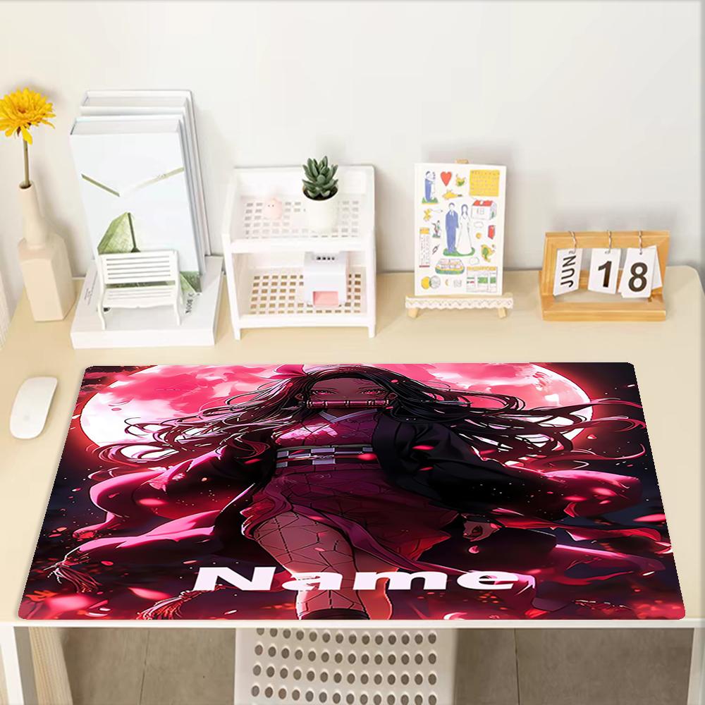 Custom Name Demon Slayer Theme Mouse Pad, Non Slip Rubber Base, Multifunctional Office & Home Decor, Perfect for Workspace Personalization.