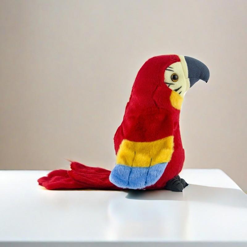 Talking Macaw Parrot Plush Toy Stuffed Animal That Repeats What You Say Electronic Record Animated Speaking Bird Pet for Kids