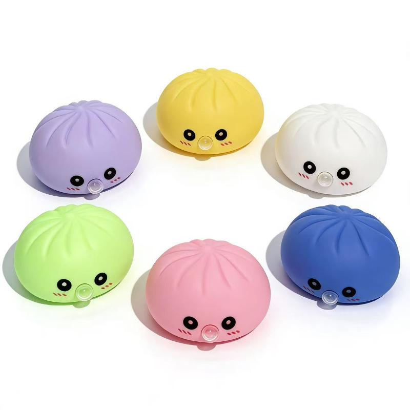 Buntes Quetschbrötchen Fidget Spielzeug mit Mini-Dampfgarer Langsam aufsteigendes Squishy Brötchen Stressabbau Anti-Angst Spielzeug für Kinder Erwachsene