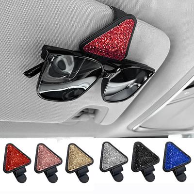 Car Sun Visor Mount Sunglasses Clip Holder Rhinestone Bracket Portable Sunglasses Universal Hanger Clip Decoration Accessories