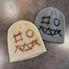 Funny Graffiti Jacquard Knit Beanie Unisex Graffiti Pattern Skull Cap Hip‑Hop Street Style Warm Winter Knitted Hat