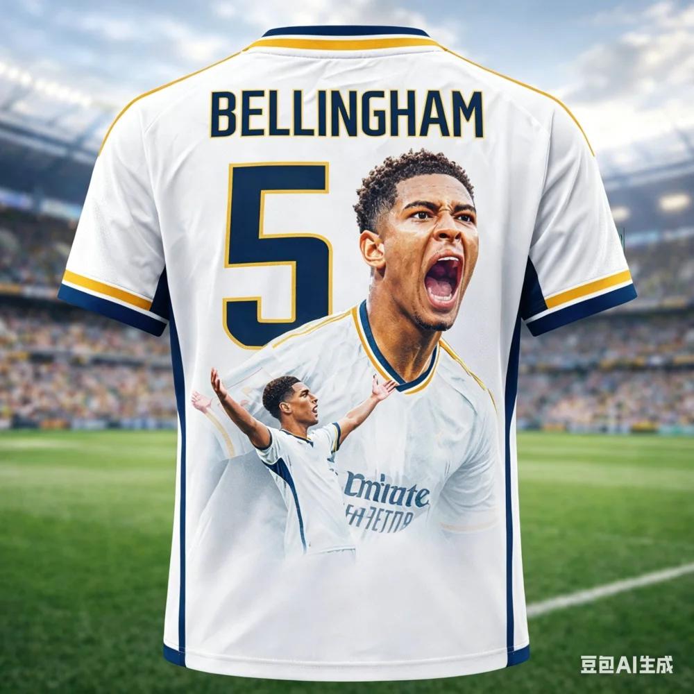 Jude Bellingham Sommer Print Familien Sportbekleidung Fußballtrikot T-Shirt Ist Locker und Bequem Geeignet für den Täglichen Gebrauch 2XL