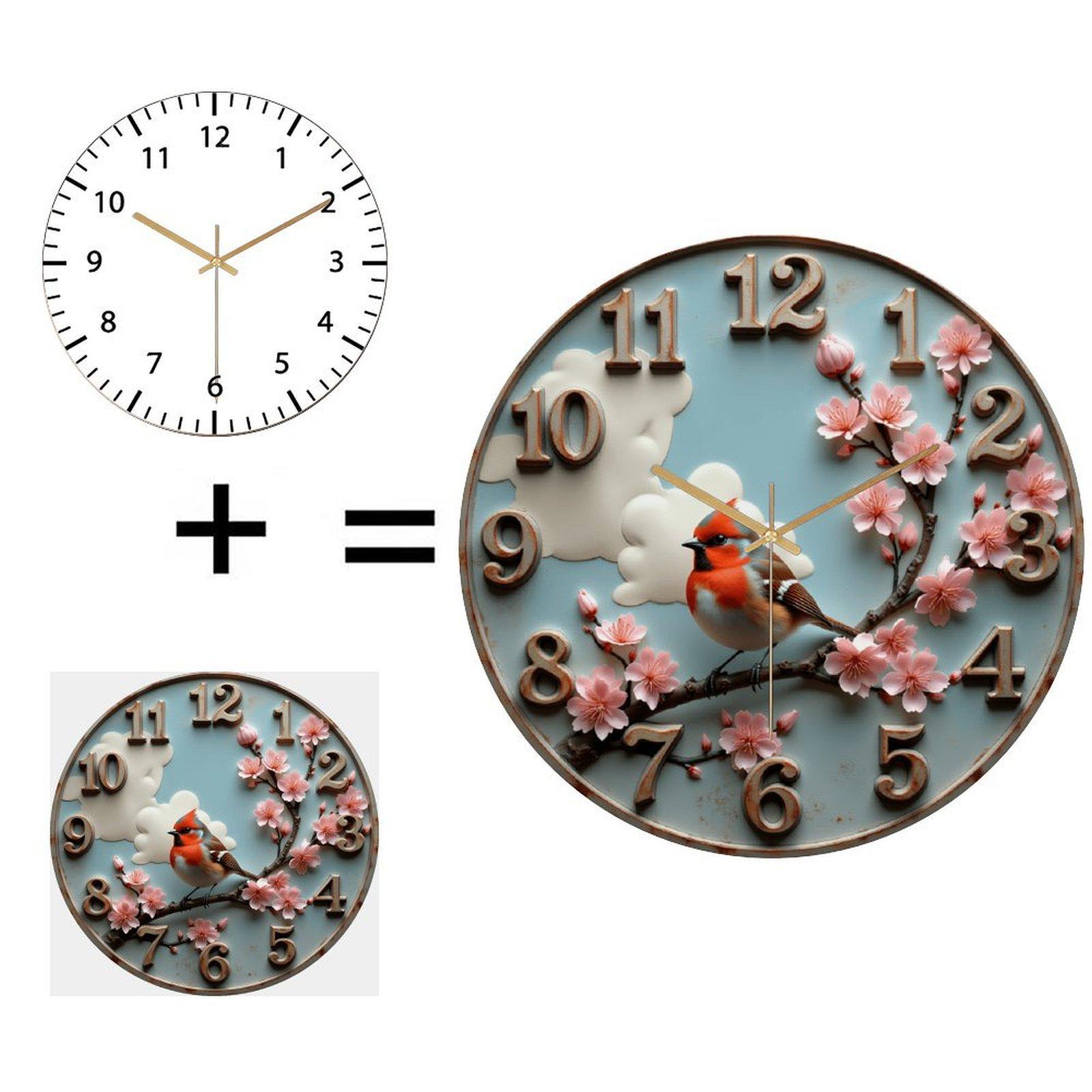 30x30cm Round Wall Clock Designed with a Keyhole Slot for Secure Wall Hanging (White,12 in(30.48cm)) белый