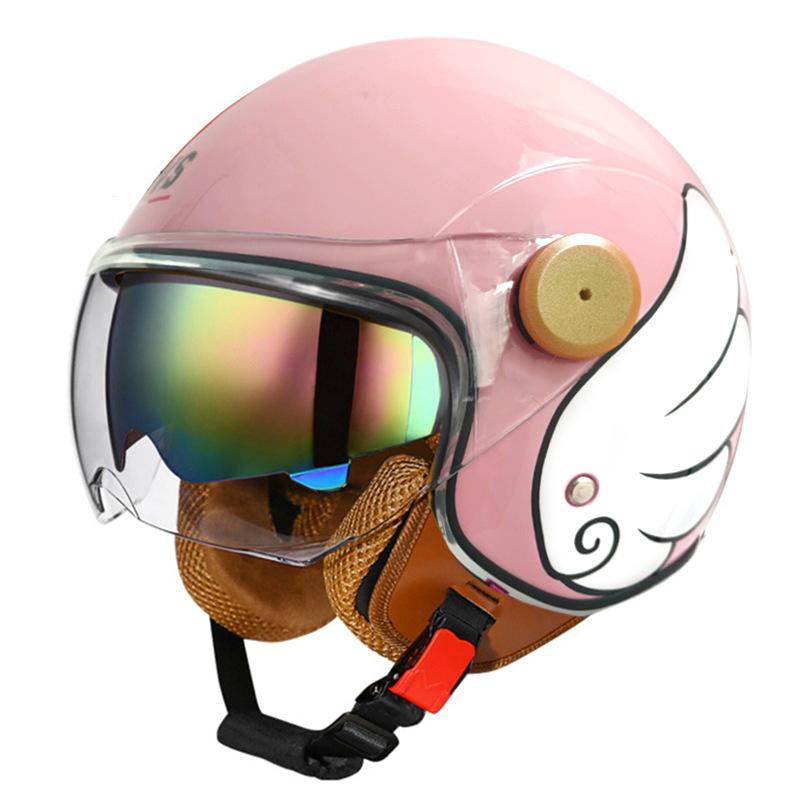 Lightweight Vintage Motorcycle Helmet With Dual Visor Motorbike Riding 3/4 Open Half Helmet Retro Casco Moto 3C & Dot