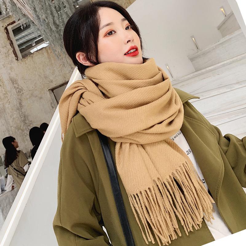 VISROVER New 20 Colors Woman Winter Scarf Fashion Female Shawls Cashmere Handfeeling Winter Wraps Solid Color Winter Hijab Gift