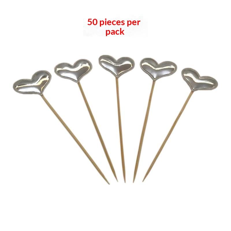 50Pcs Mini Heart Star Cupcake Topper Happy Birthday Cake Flag Decorating Baby Shower Birthday Party Cake Toppers Wedding Supply
