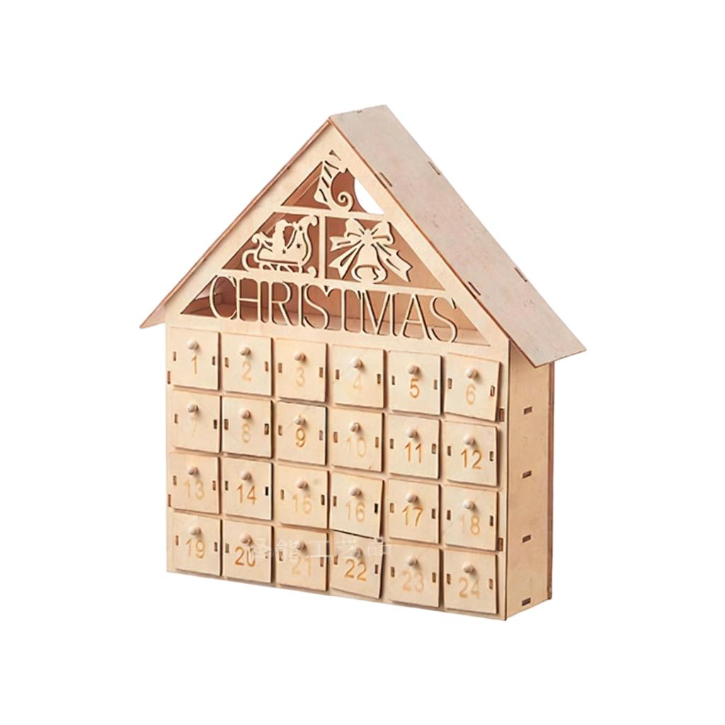 Wooden Christmas Decoration With LED Lights, 24-day Countdown Calendar For Advent, Creative Wooden Christmas Gift.
