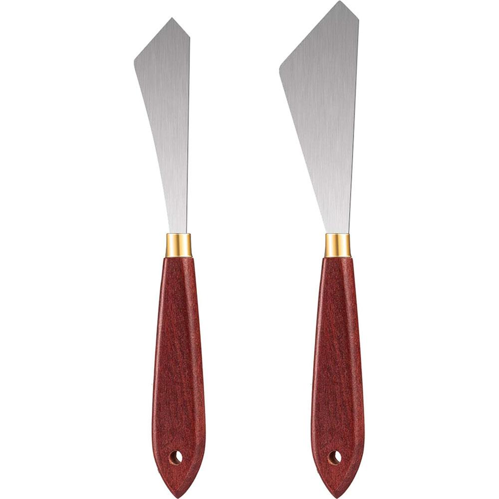 2/4 stuks Schildermes Set Schildermengschraper Roestvrij Staal Paletmes Schilderkunst Spatel met Houten Handvat Schilderen