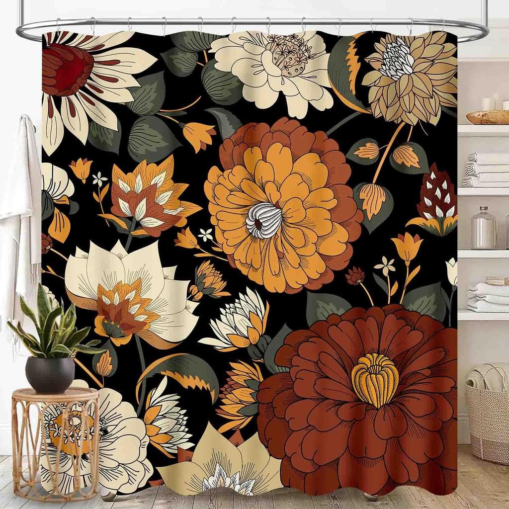 Southwestern Natvie Tribal American Ethnic Western Abstract Geometric Vintage Brown Waterproof Fabric Bathroom Shower Curtain