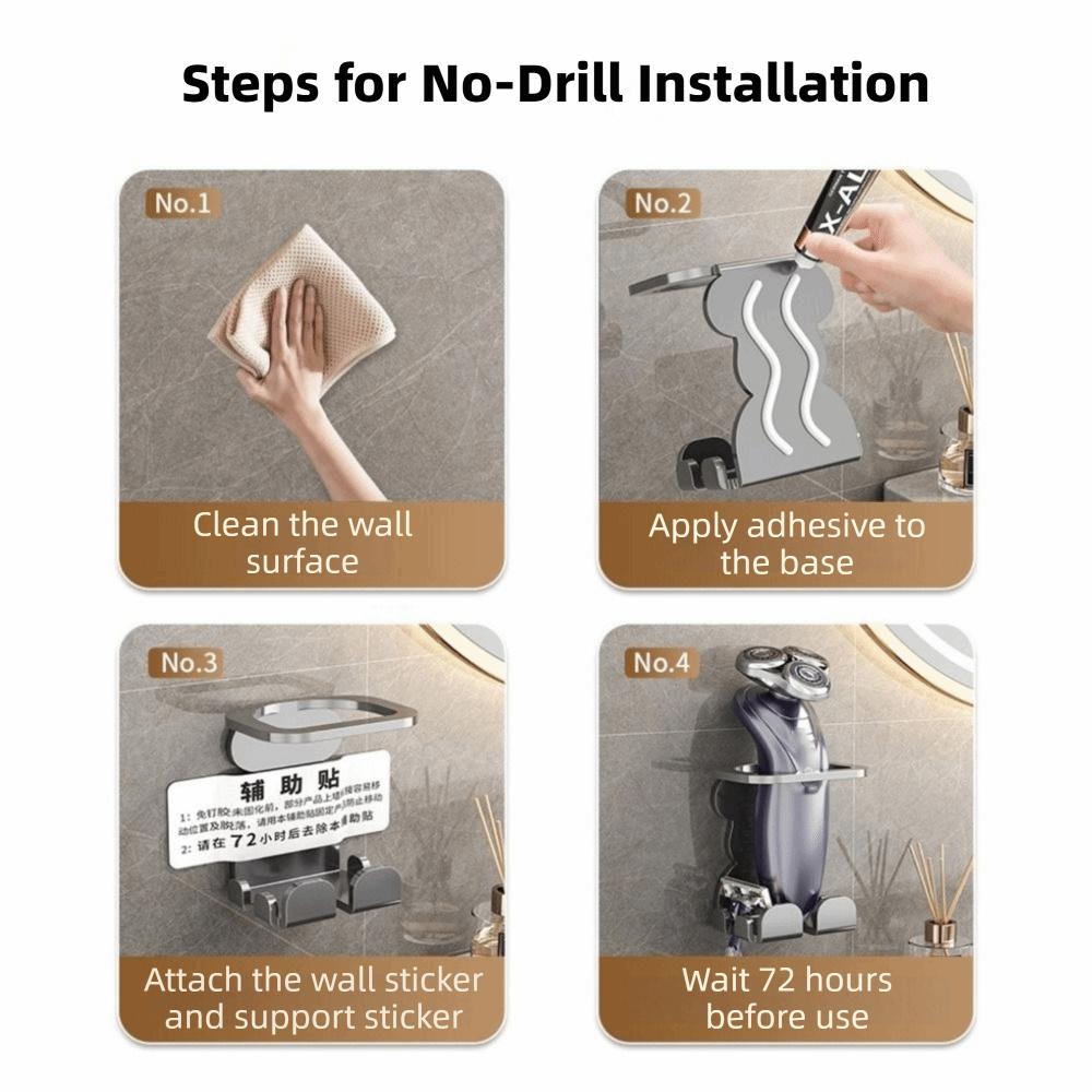 2PCS Punch Free Razor Holder Carbon Steel Electric Toothbrush Holder  Skincare Storage