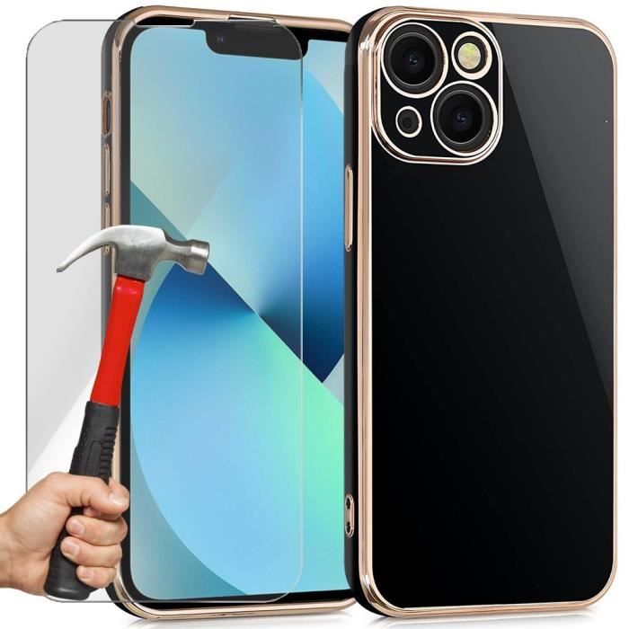 Coque de protection - Luxe Fashion - pour iPhone 13 - Noir - Antichoc - Pack 2 Verres Trempés