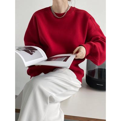 Luxi 2023 Samt Weinrot Langarm Pullover für Damen - Koreanischer Stil