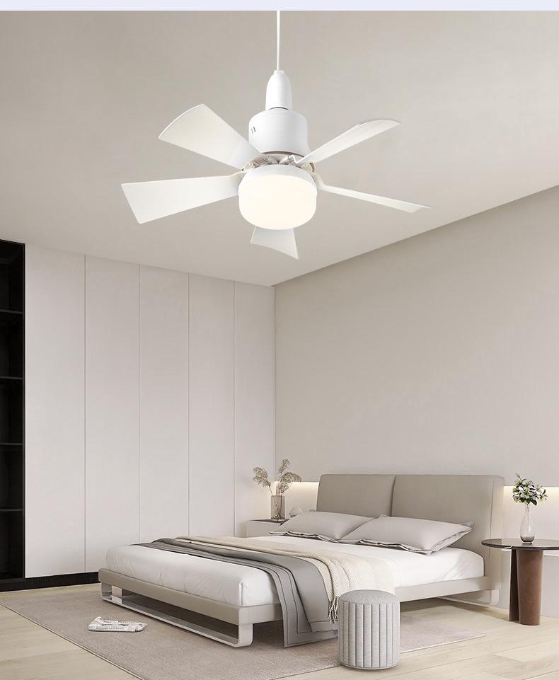 E27 Detachable Low Noise Ceiling Fan Light with Remote Control, Modern Minimalist Design, Five-Blade Style.