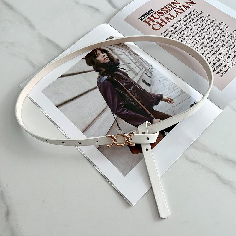 

Ladies Belt Dress Waist Sweater Suit Shirt With Thin Belt Women S Decorative Small Belt белый