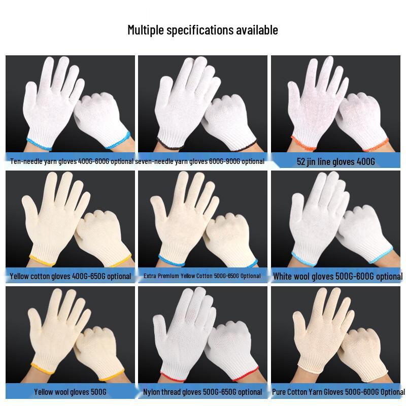 Cotton Yarn Work Gloves with Leather Reinforcement