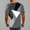 Women Short Sleeve Crew Neck T Shirt White Red Gradient Vertical Line Dot Abstract Print Top