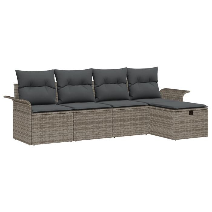 VidaXL Ensemble de 5 canapés de jardin avec coussins gris en poly rotin 3358858