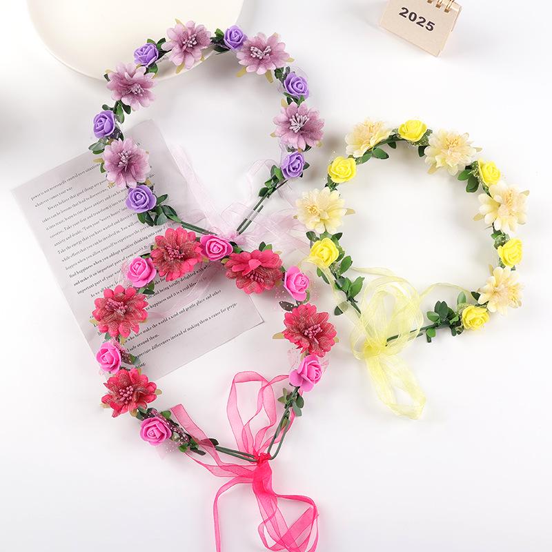 Rose Flower Wreath Headdress for Travel, Vacation, Bride & Bridesmaid