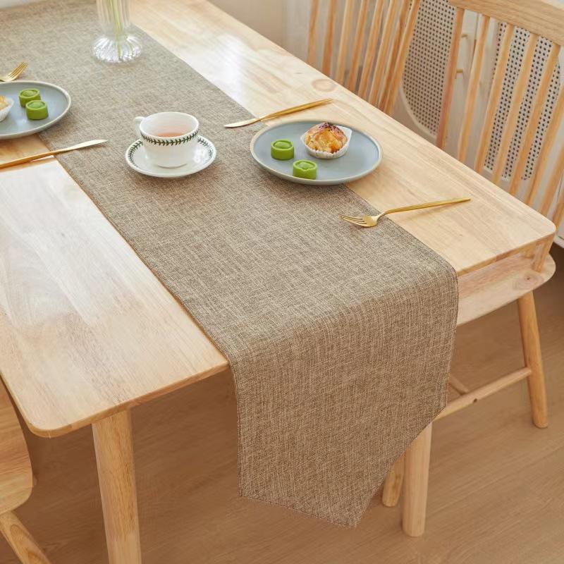 Solid Color Table Runner Linen Tablecloth Living Room Dining Tables Cover Modern Nordic Rectangle Restaurant Decoration